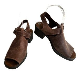 Seagull Leather Open Toe Slingback Sandals